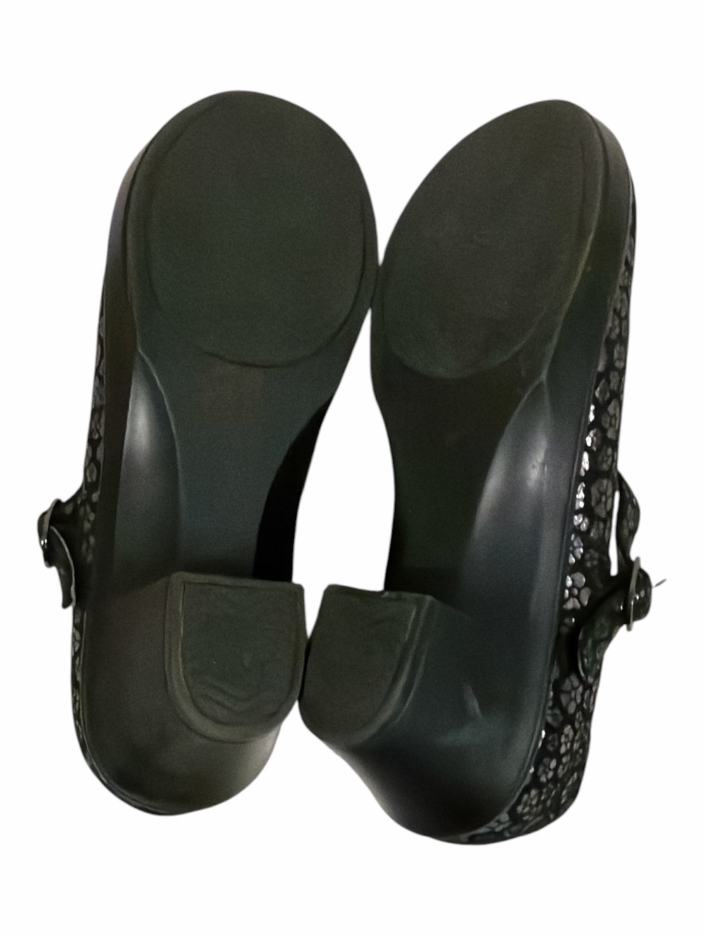 Alegria Harper Mary Jane Shoes EU 40 Black Silver Floral Leather Comfort Heel - Picture 6 of 11